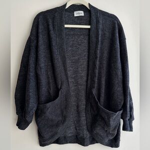 Cherish Grey Balloon Sleeve Cardigan, Comfy Cloud Soft Sweater, Size Small